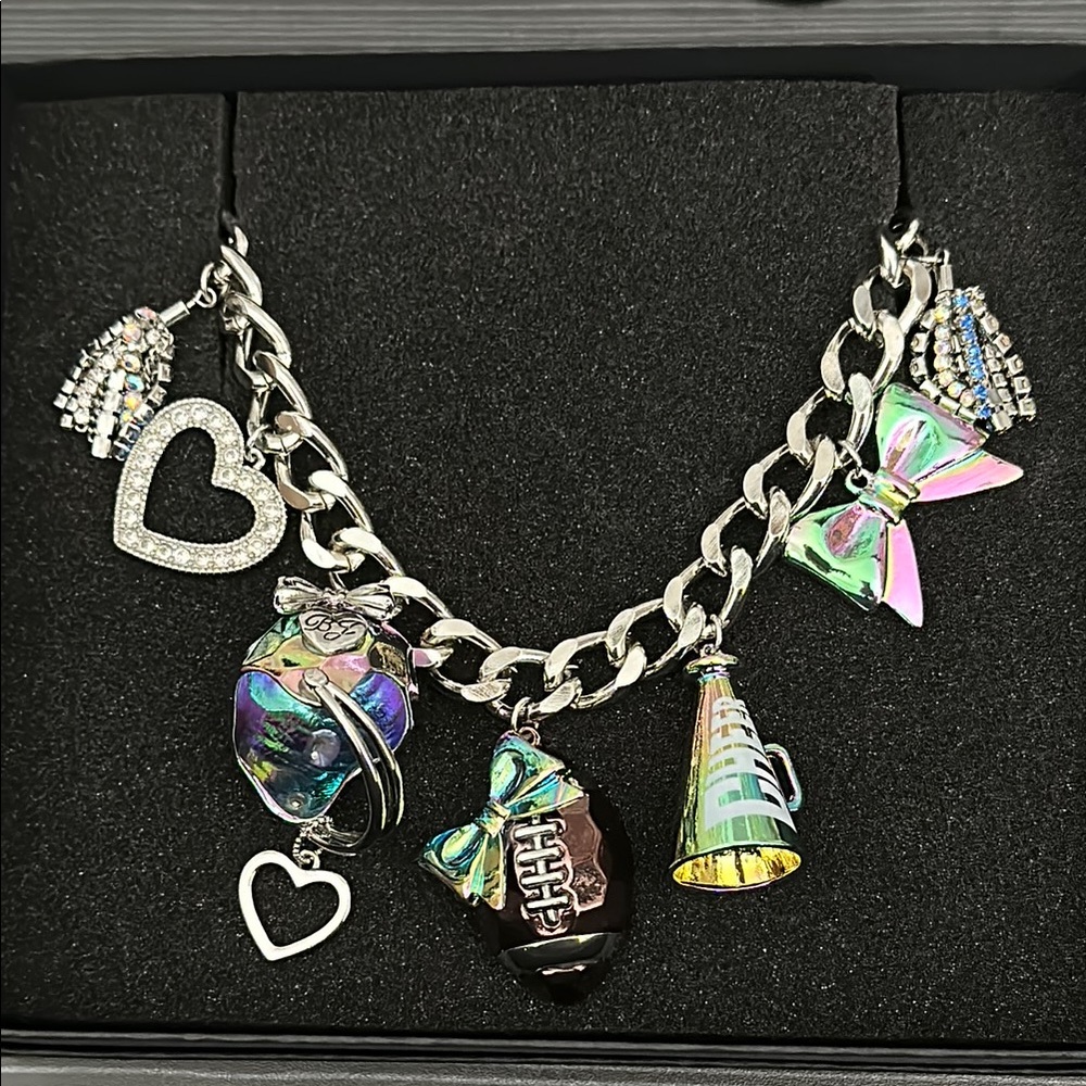 Betsey Johnson Football/Cheer Charm Necklace